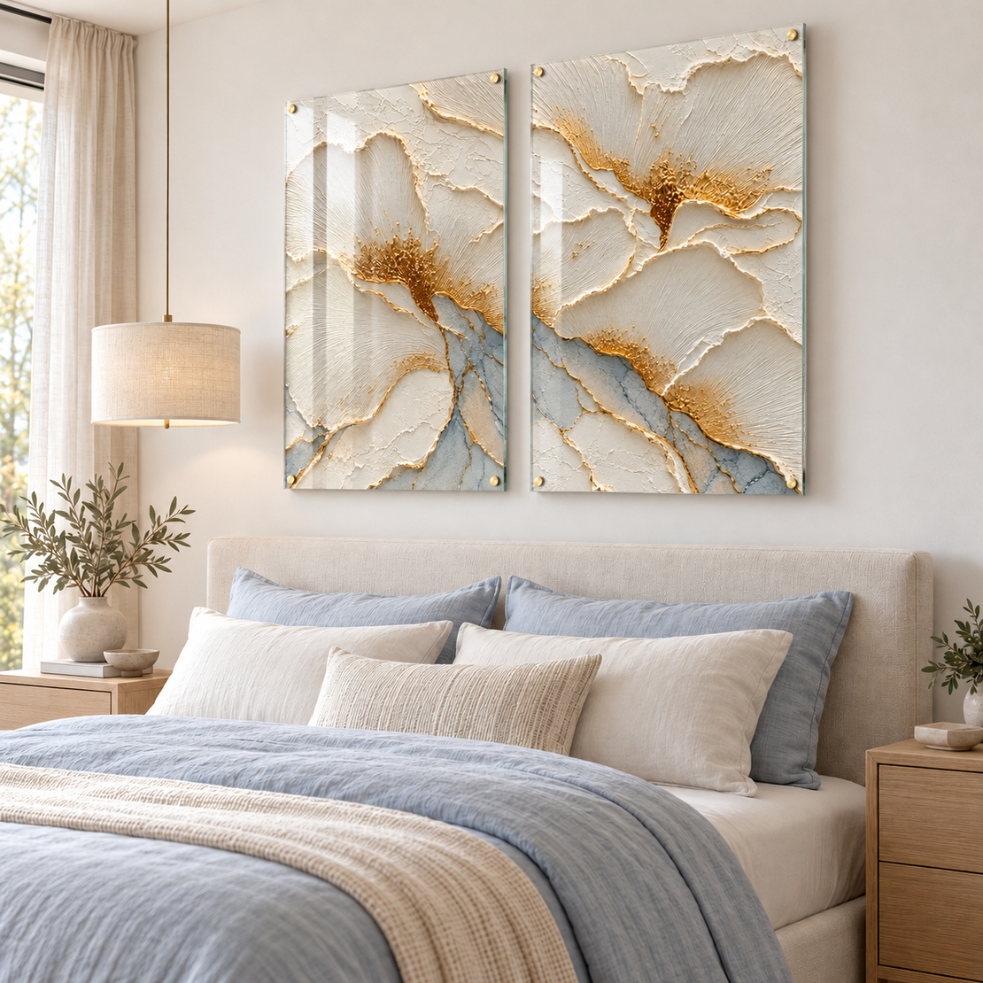זוג אבסטרקט בהיר עם עורקי זהב | דגם BG6322