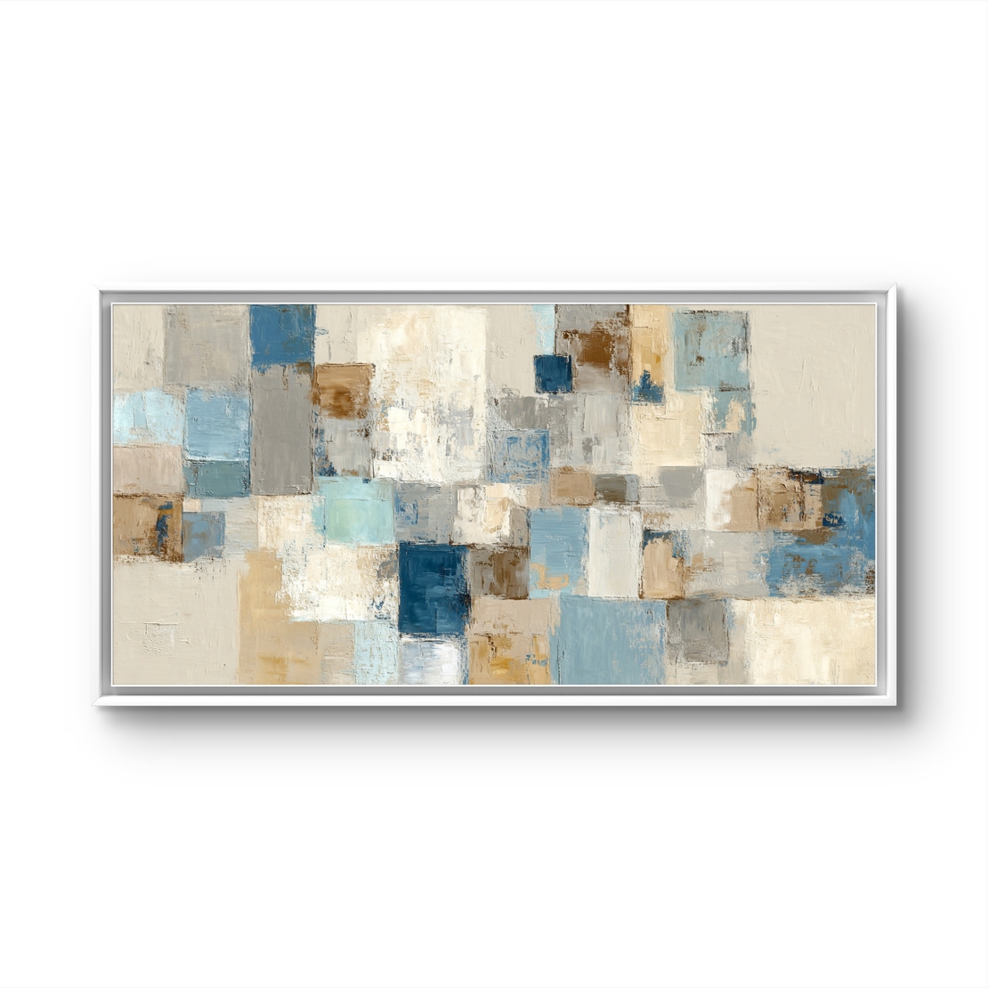 תמונת קנבס אבסטרקטית בגווני תכלת, בז' ואפור – תכשיט לבית