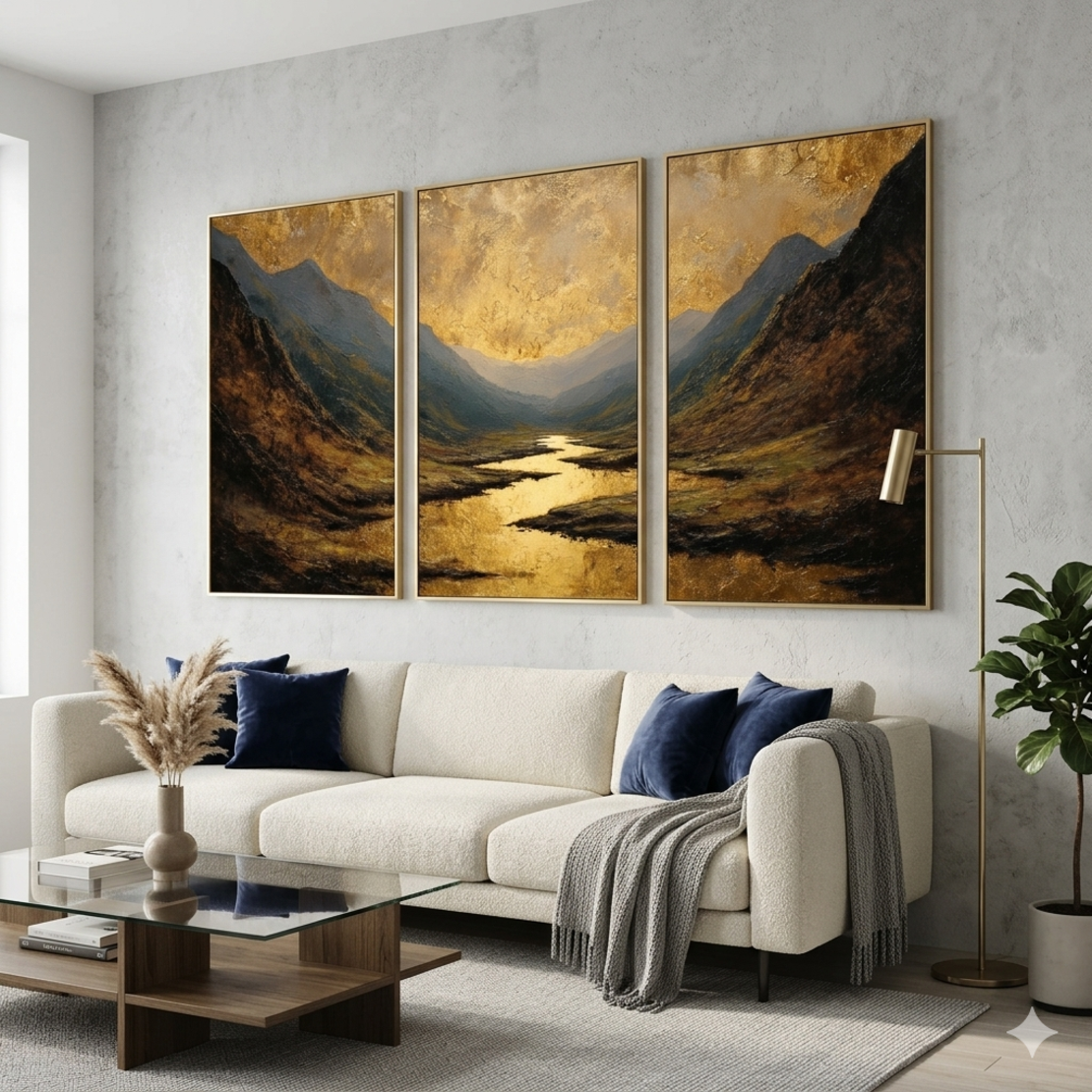 שלשת תמונות קנבס לסלון/פינת אוכל 