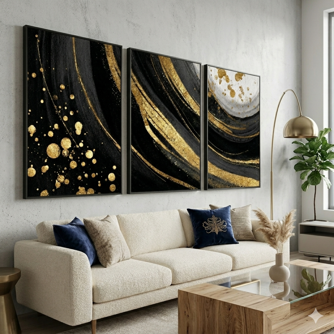 שלשת תמונות קנבס לסלון/פינת אוכל 