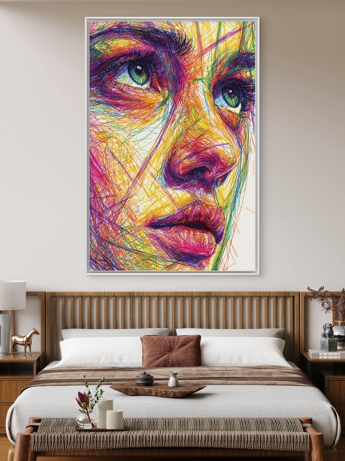 דיוקן מופשט צבעוני בקווים דינמיים על קנבס – NEXTGEN BY BAR