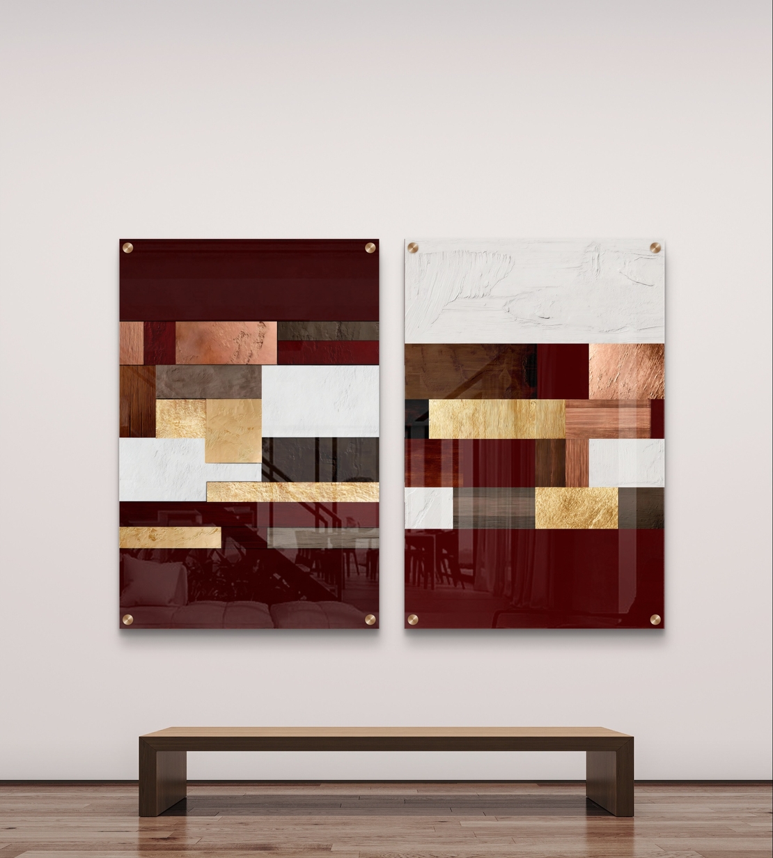 זוג תמונות זכוכית לסלון / חדר שינה 