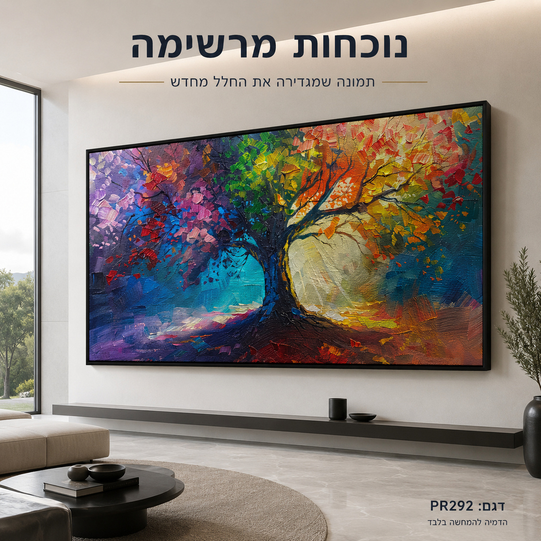 תמונת קנבס פרימיום במרקם בולט דגם עץ החיים הצבעוני PR292