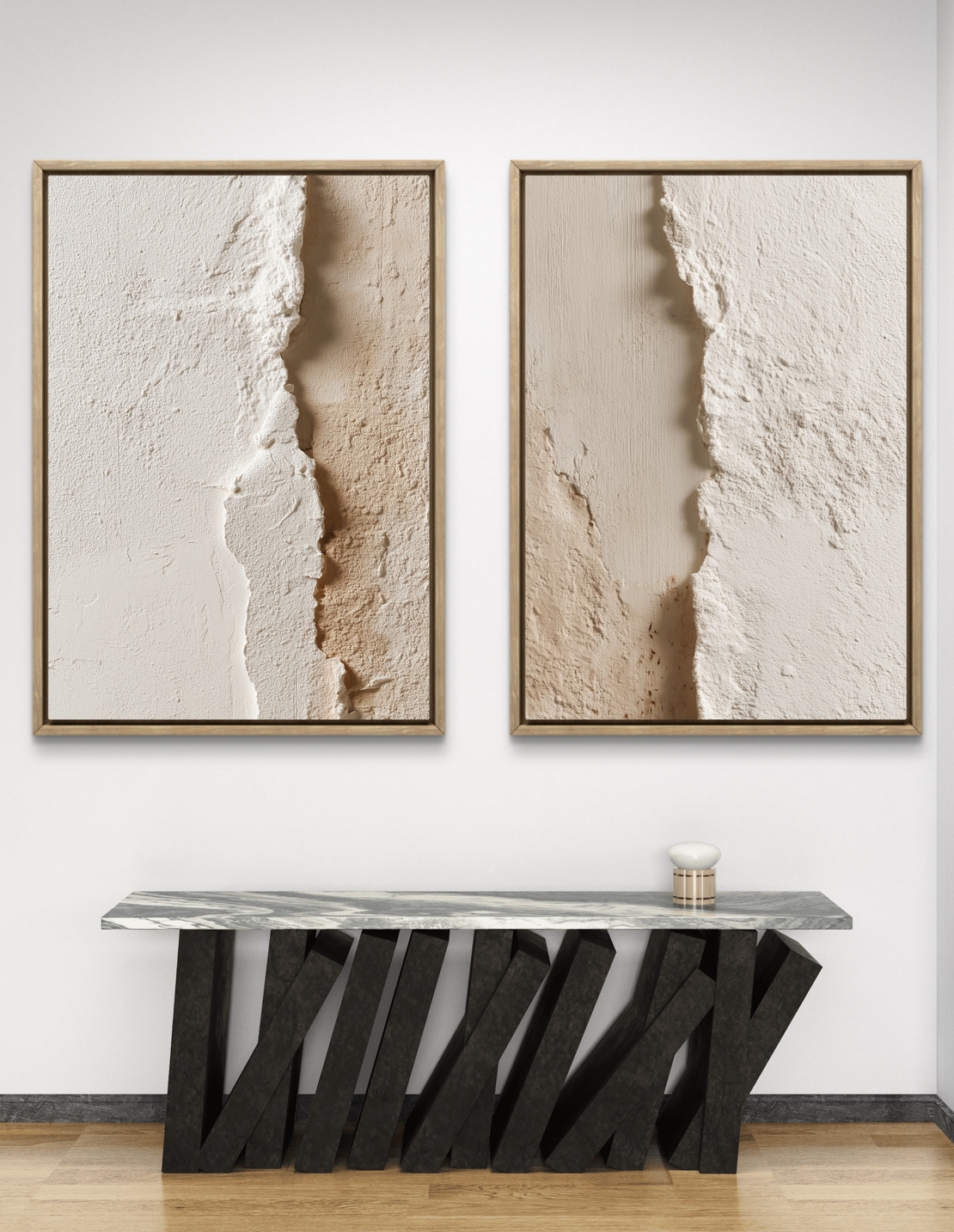 תמונות קנבס לסלון בגווני בז' עם טקסטורה טבעית עדינה