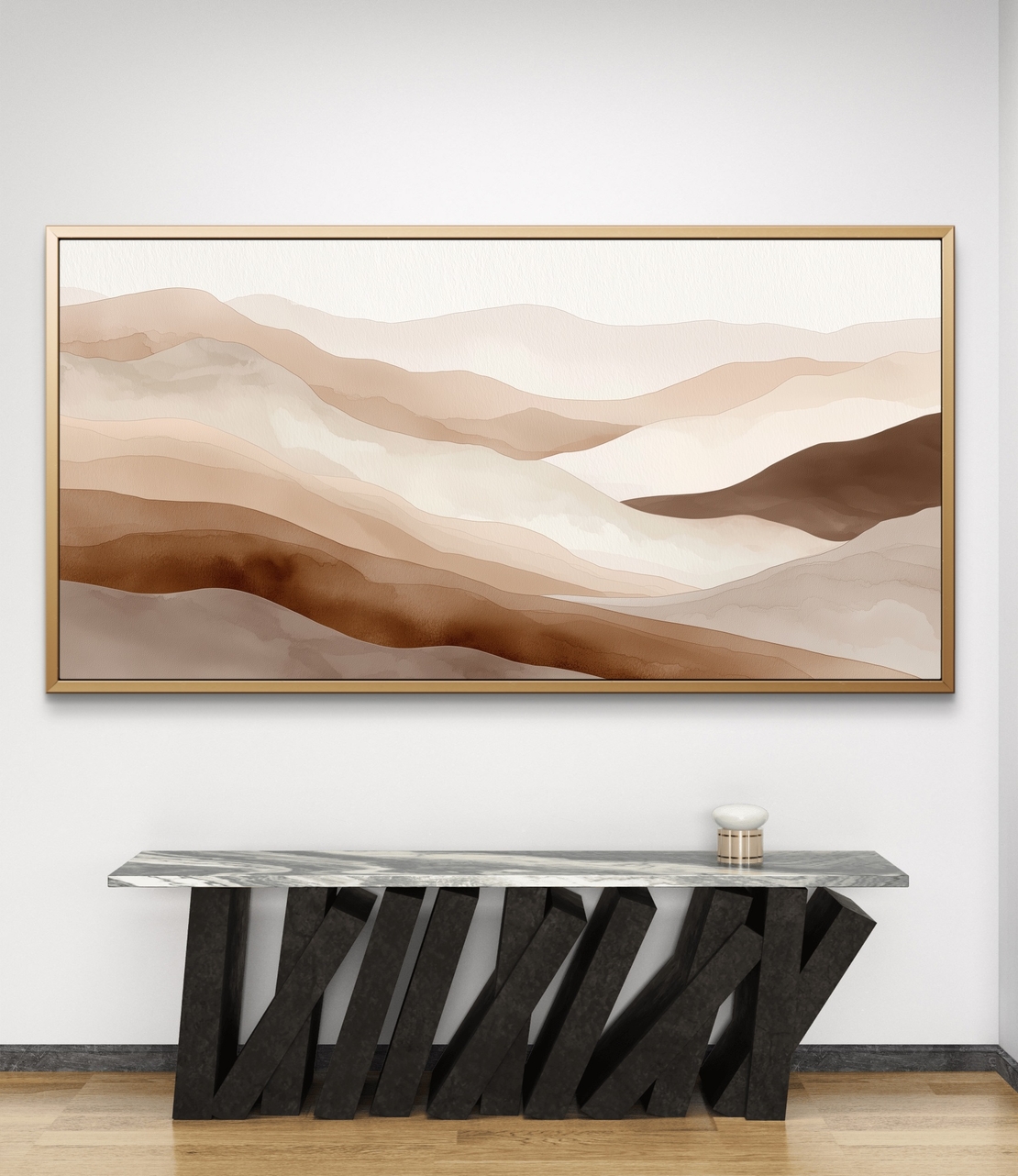 קנבס יוקרתי לסלון עם עיצוב נוף רגוע ומינימליסטי