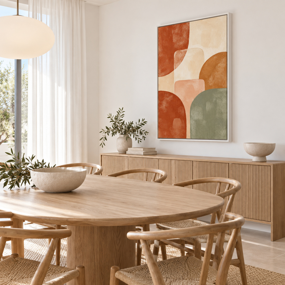 תמונת קנבס אבסטרקט טרקוטה ובז׳ | דגם HW102
