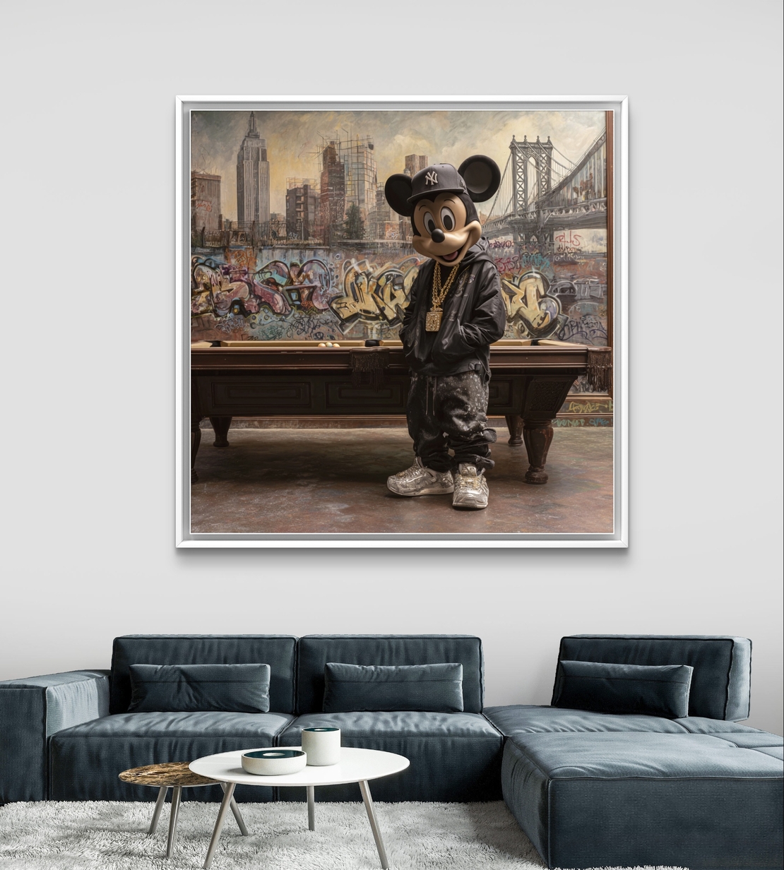 תמונה מרובעת לסלון בעיצוב אורבני עם שולחן ביליארד ורקע עירוני.