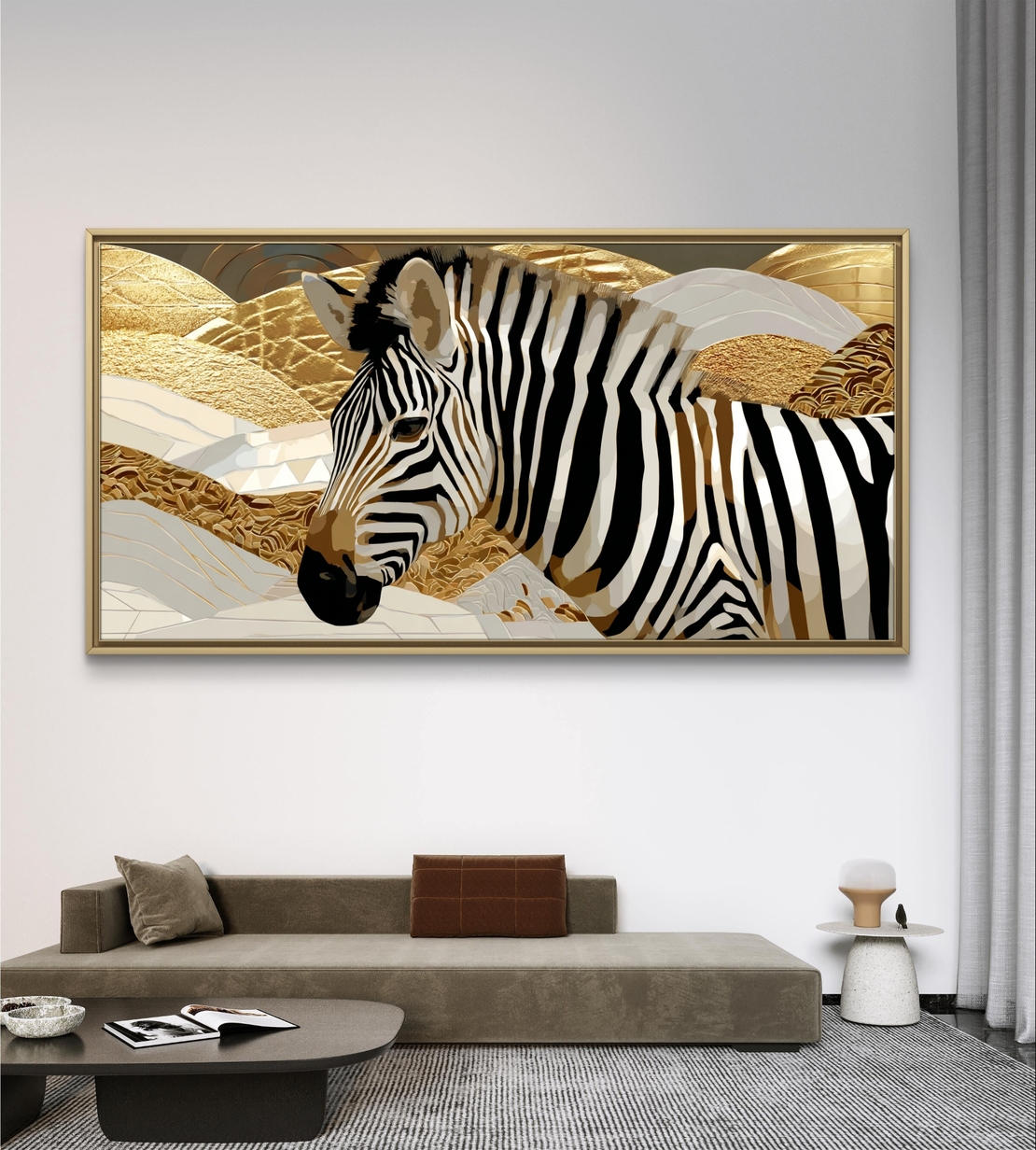 קנבס לרוחב עם זברה ועיטורי זהב מבית תכשיט לבית