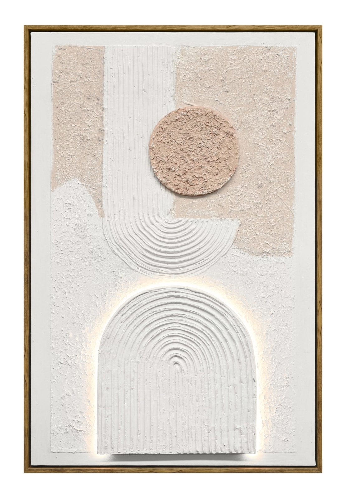 תמונת LED אבסטרקטית בגווני שמנת – אמנות קיר מוארת בעיצוב טקסטורלי -60*90 ס