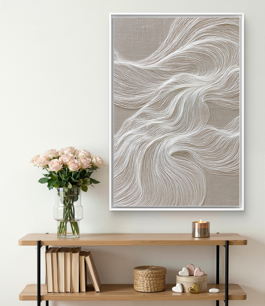 יצירת קנבס אבסטרקטית עם תנועה רכה על רקע טבעי