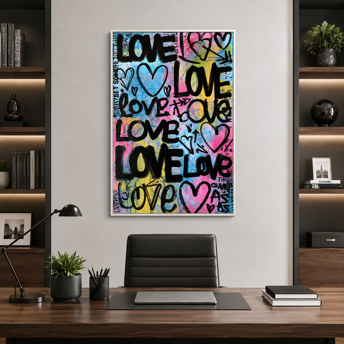 אהבה צבעונית – תמונת קנבס LOVE בסגנון גרפיטי פופ ארט | LV1011