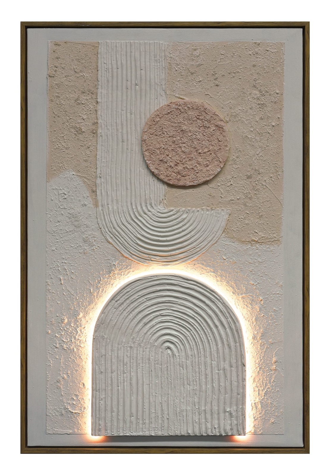 תמונת LED אבסטרקטית בגווני שמנת – אמנות קיר מוארת בעיצוב טקסטורלי -60*90 ס