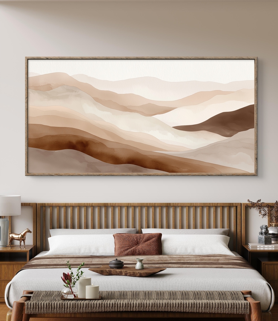 קנבס יוקרתי לסלון עם עיצוב נוף רגוע ומינימליסטי