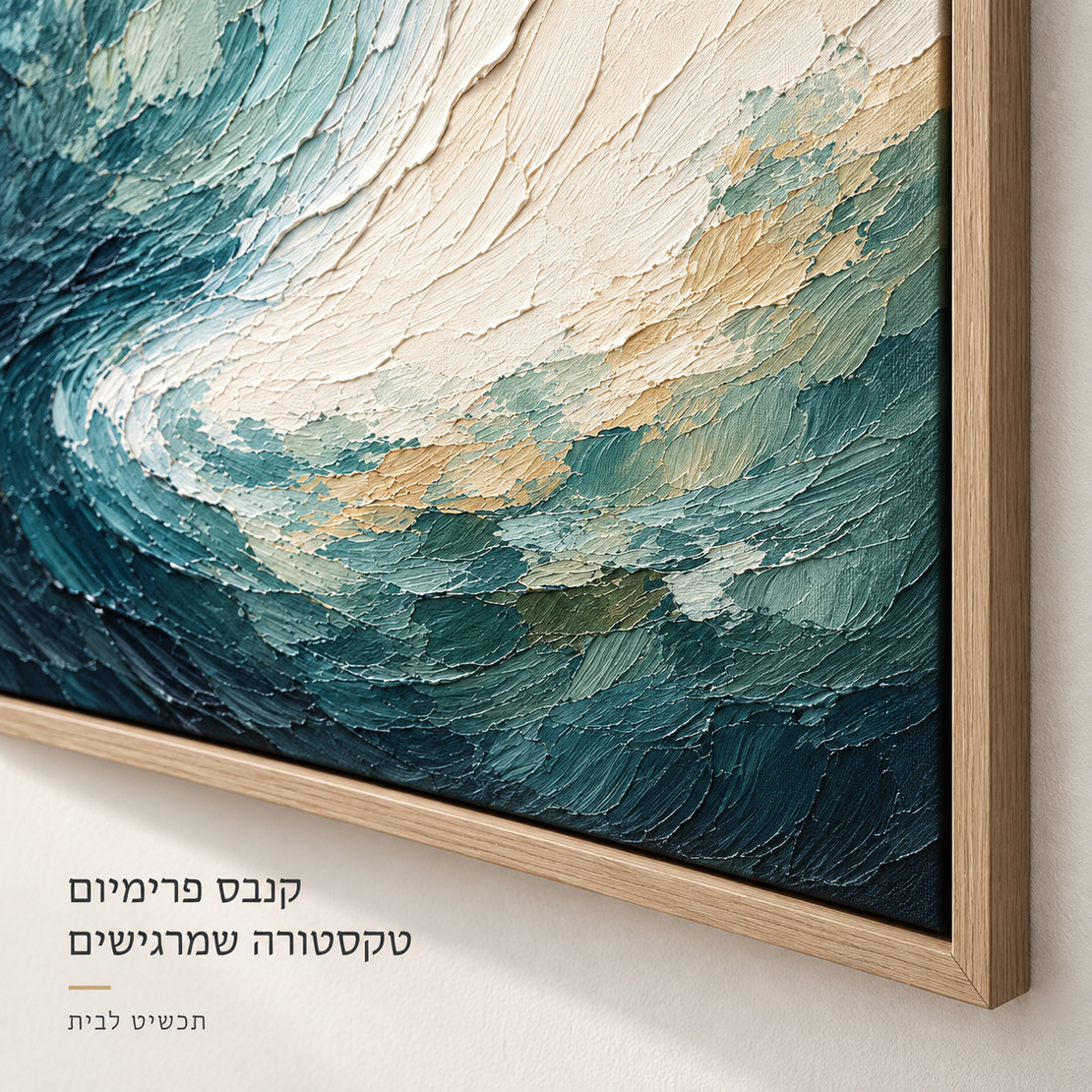 תמונת קנבס פרימיום אבסטרקט גל טורקיז וזהב | דגם PR1102 | דגם PR1102
