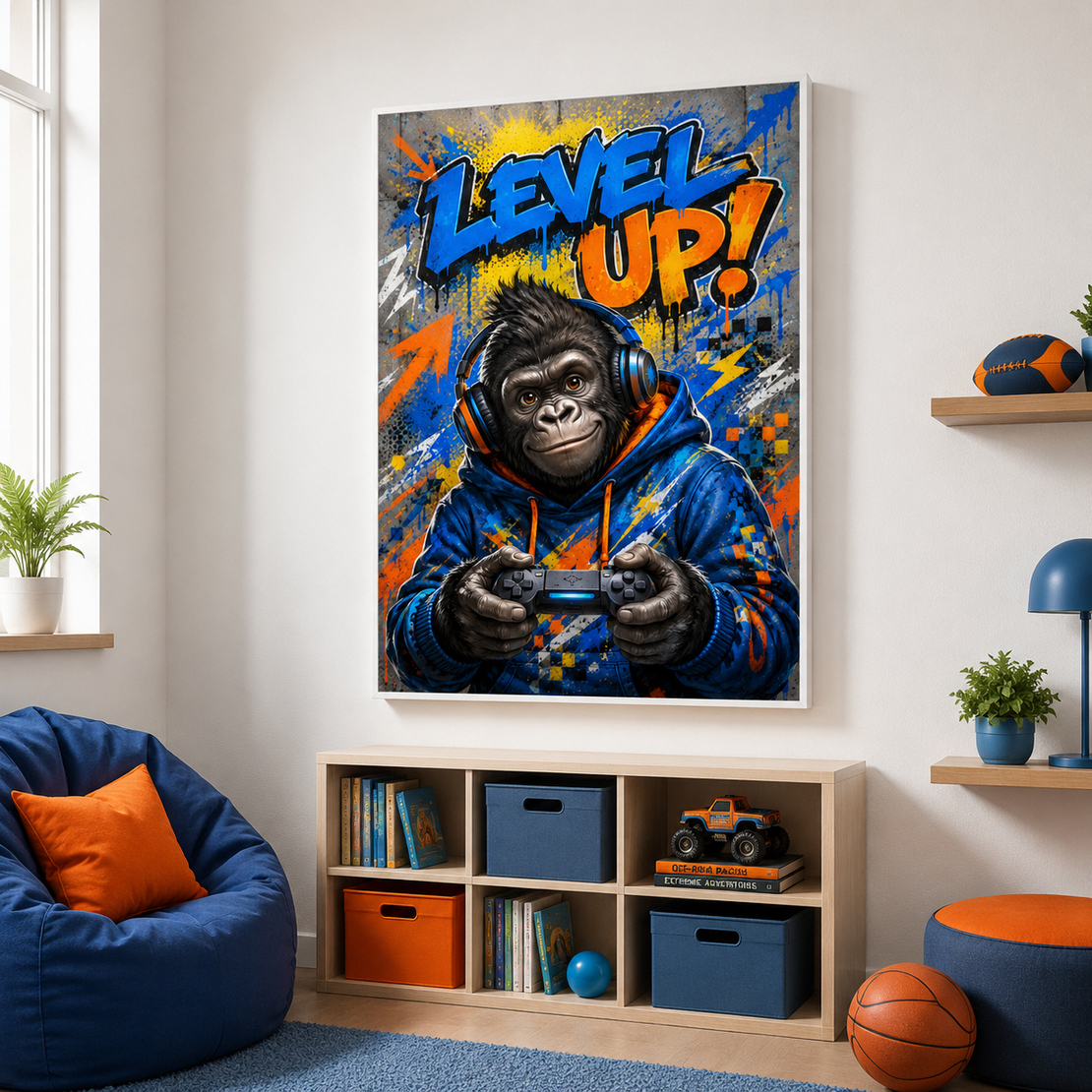 תמונת קנבס גיימינג גורילה Level Up | דגם KD222