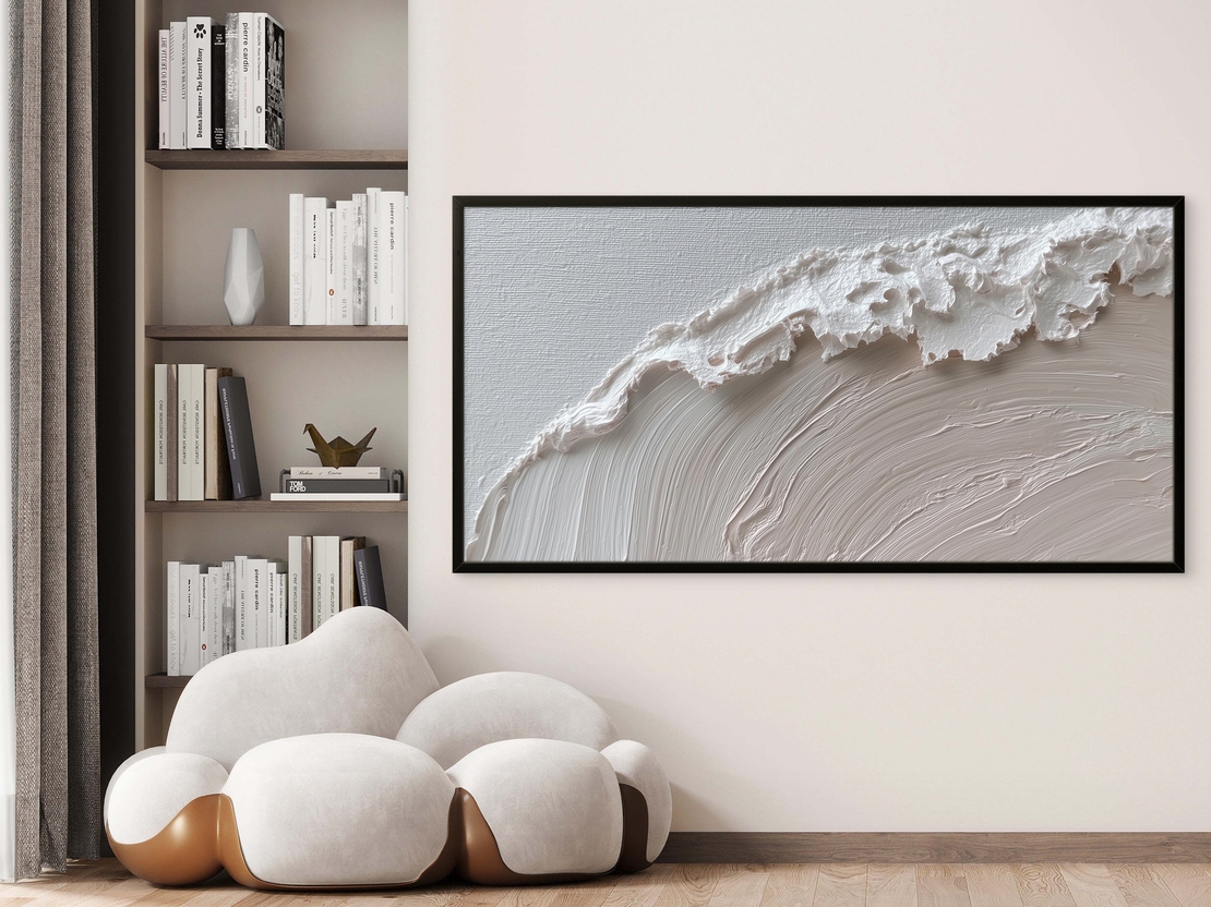 תמונת קנבס טקסטורה לבנה בסגנון גלים עדינים – NEXTGEN BY BAR
