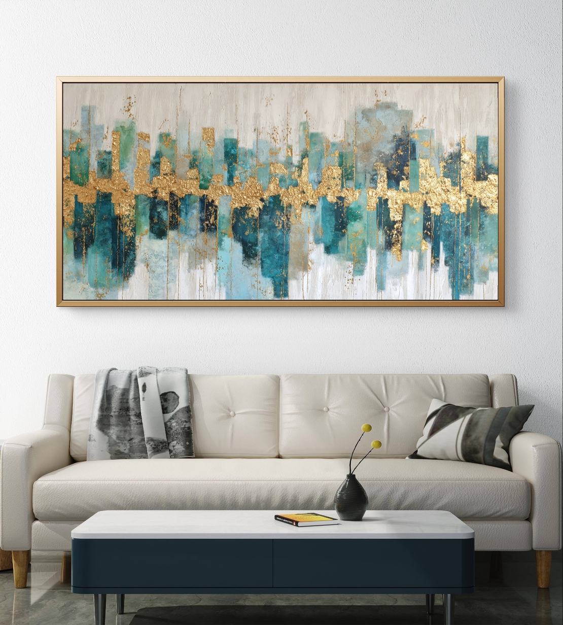 תמונת קנבס לסלון/חדר שינה | קו הזהב העירוני | דגם - CR8854
