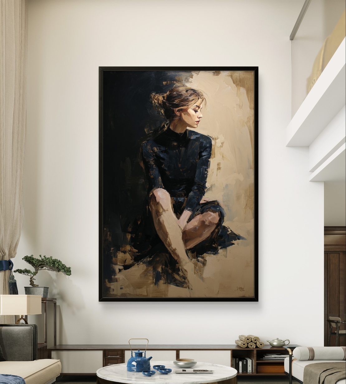 תמונת קנבס גדולה לסלון ציור אישה מודרני