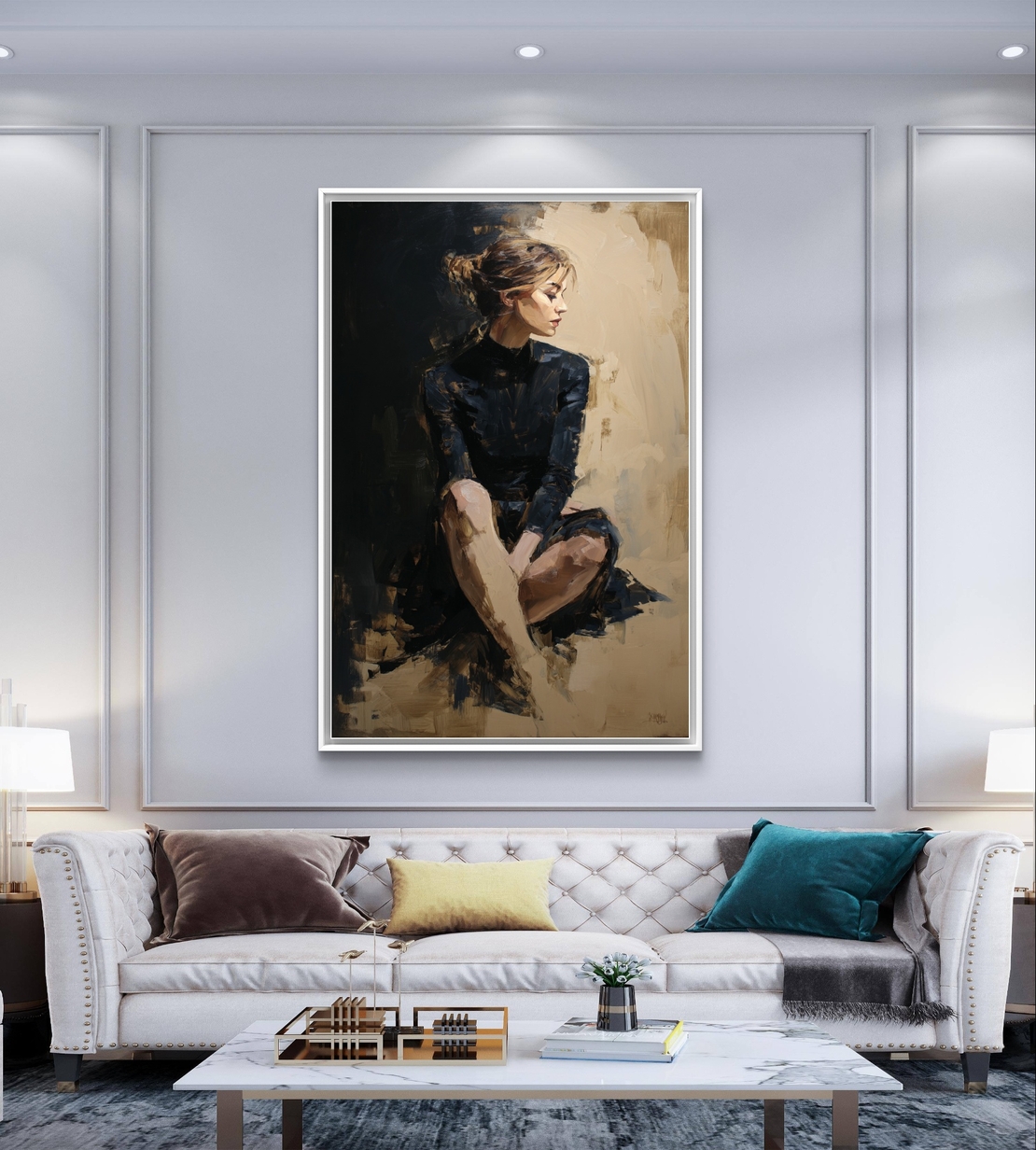 תמונת קנבס גדולה לסלון ציור אישה מודרני