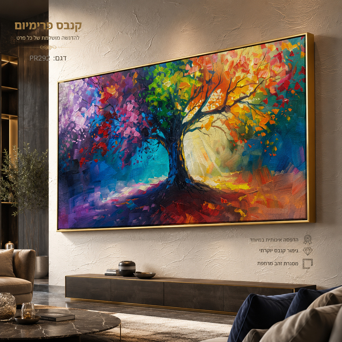 תמונת קנבס פרימיום במרקם בולט דגם עץ החיים הצבעוני PR292