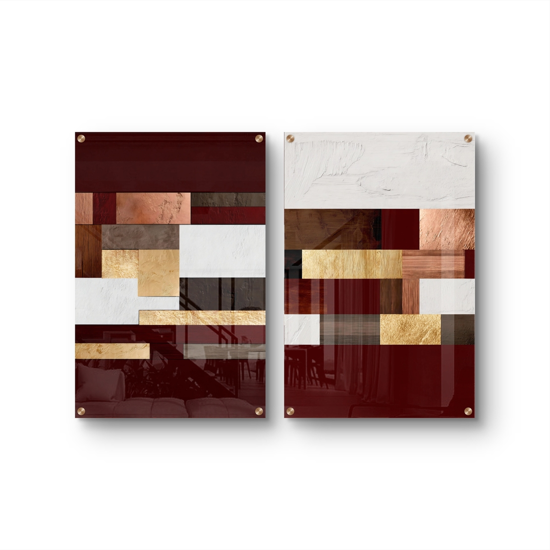 זוג תמונות זכוכית לסלון / חדר שינה 