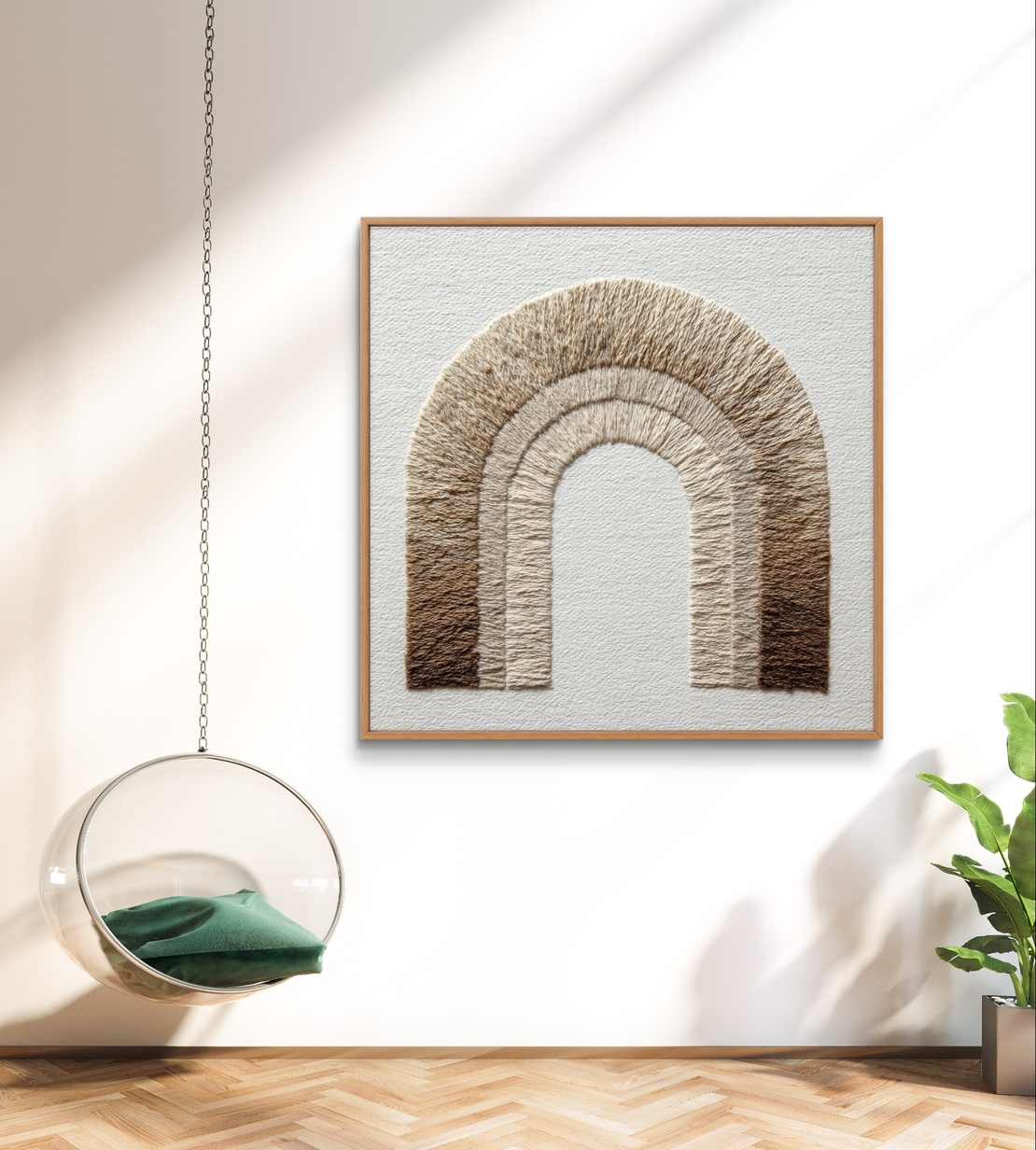 קשת בוהו – תמונת קנבס בוהו מינימליסטית עם קשת טקסטורה | SQ3383