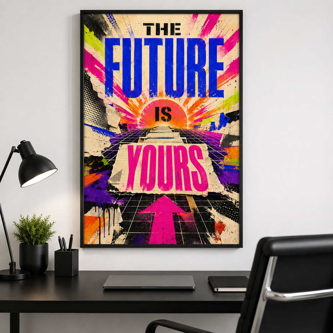 תמונת קנבס השראה THE FUTURE IS YOURS בעיצוב רטרו | דגם MT398