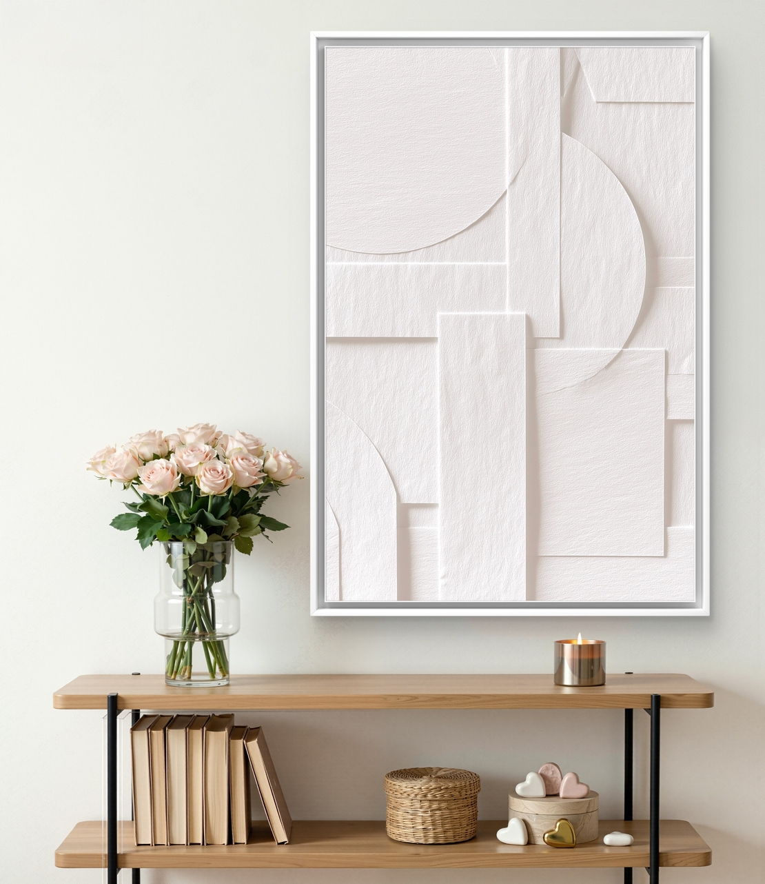 תמונת קיר מודרנית בגווני שמנת עם עיצוב גאומטרי נקי