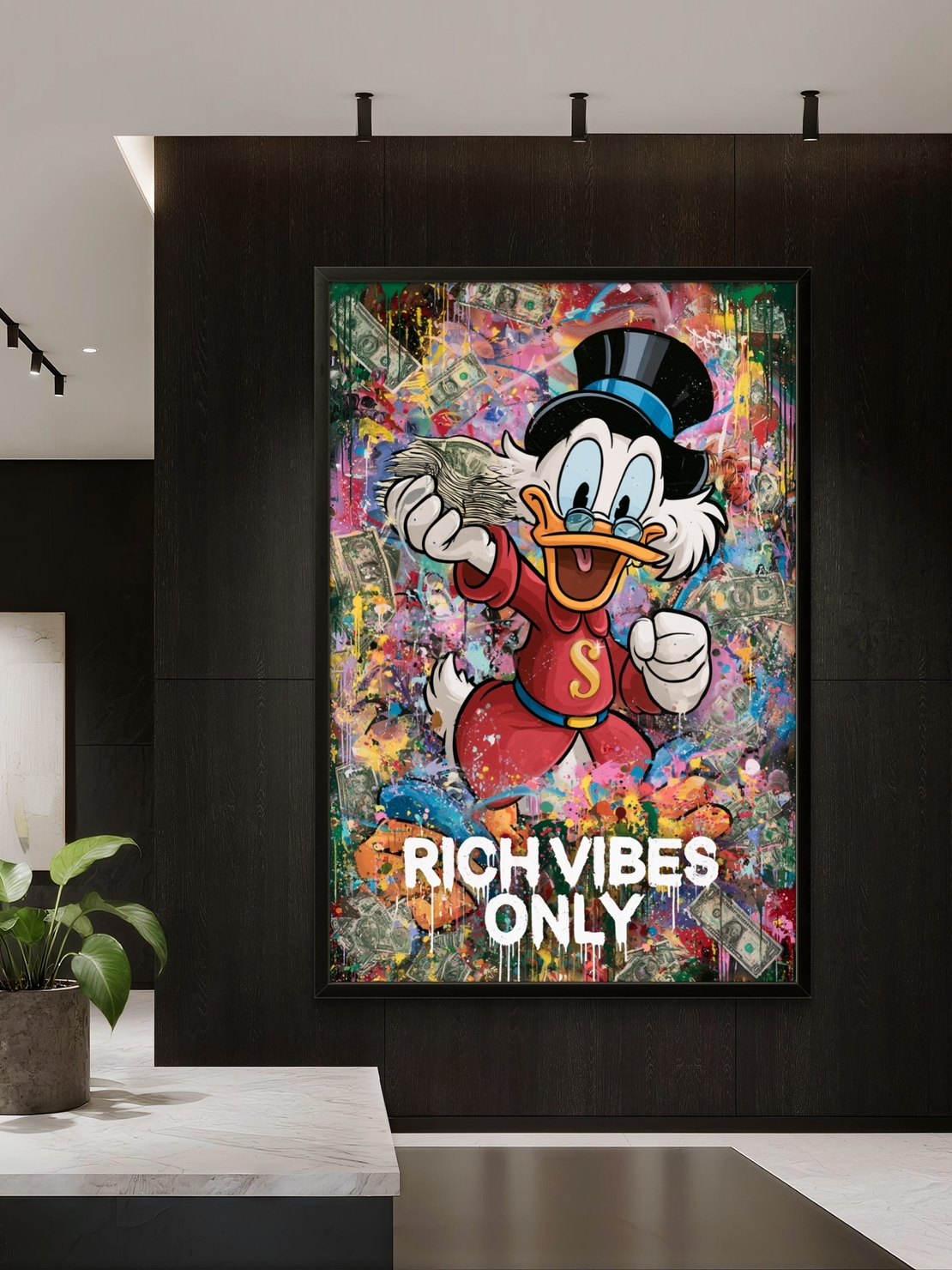 Rich Vibes Only - תמונת קנבס צבעונית בסגנון פופ ארט לחדר עבודה – דגם MT3171