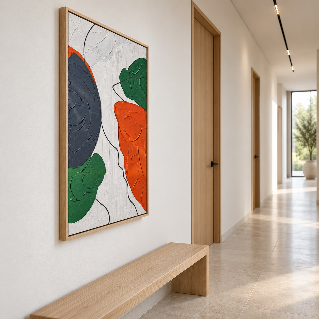 תמונה אבסטרקטית צבעונית בגווני כחול, ירוק וכתום | דגם BS755