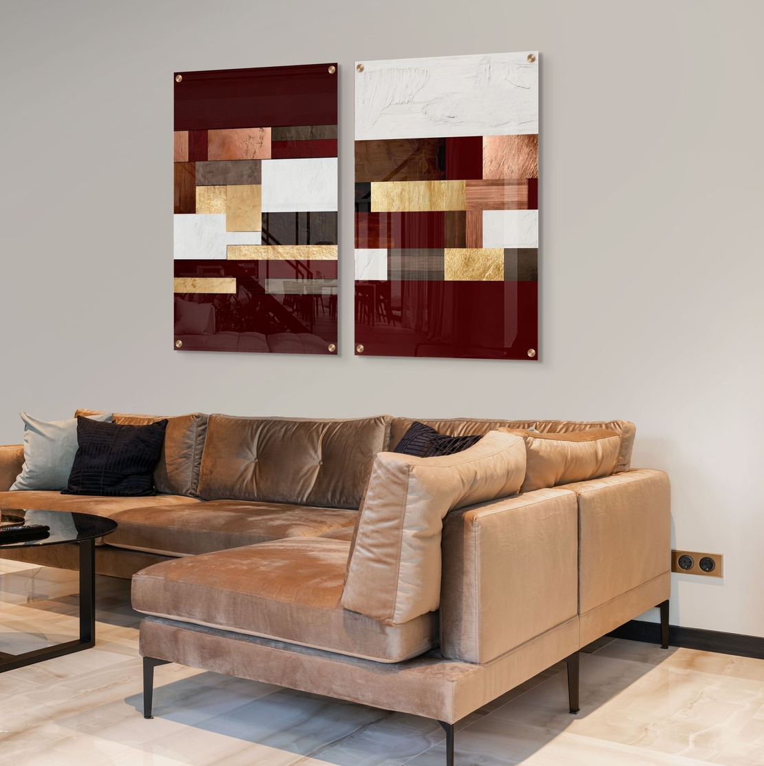 זוג תמונות זכוכית לסלון / חדר שינה 