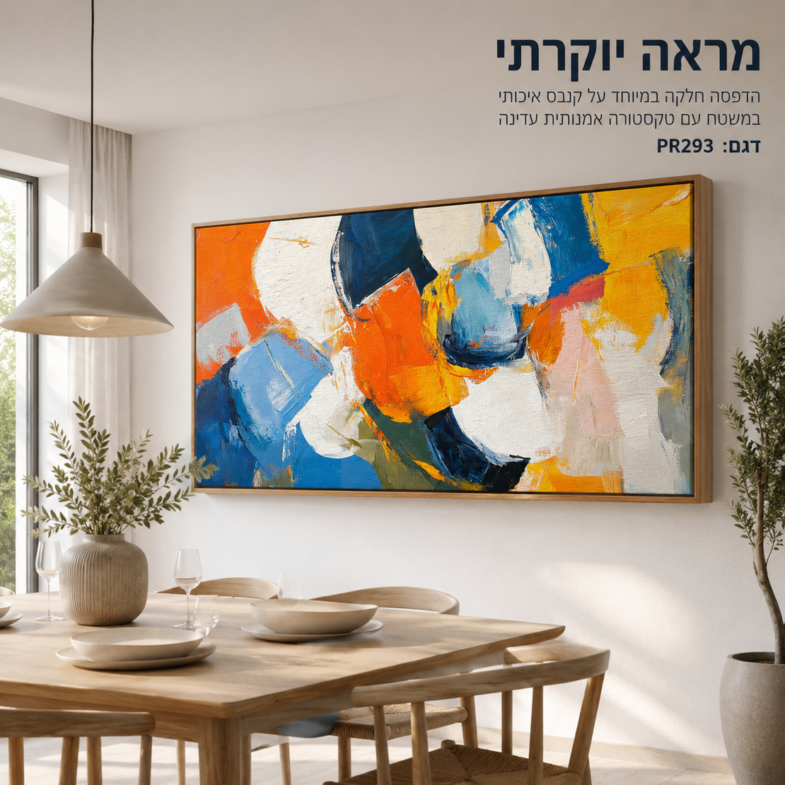 תמונת קנבס פרימיום במרקם בולט דגם איזון כתום וכחול PR293