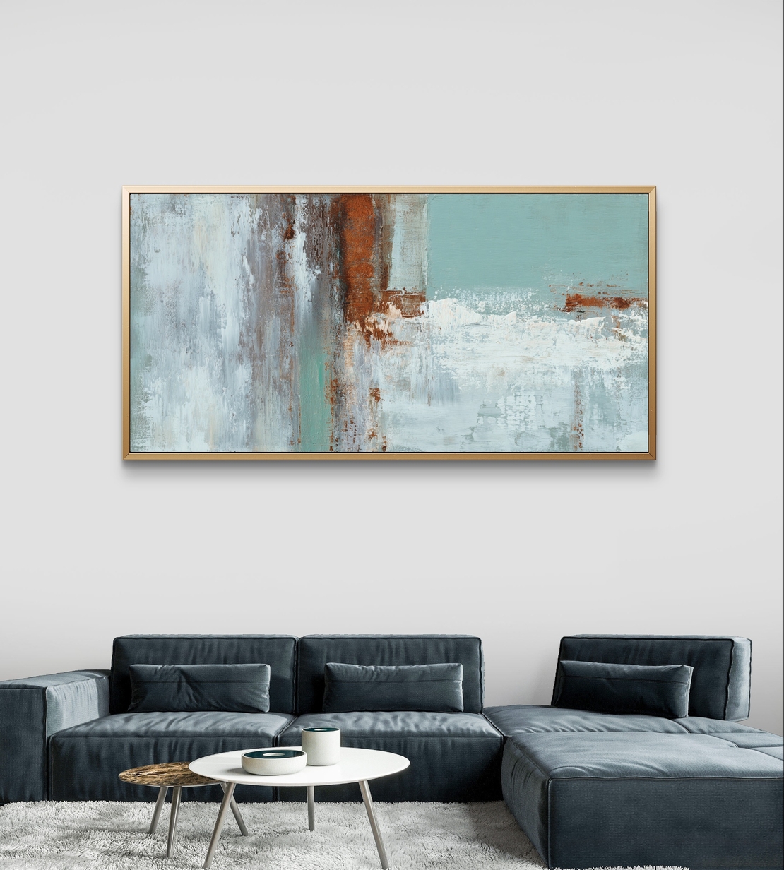 קנבס מודרני לסלון עם טקסטורות כחול אפור ולבן