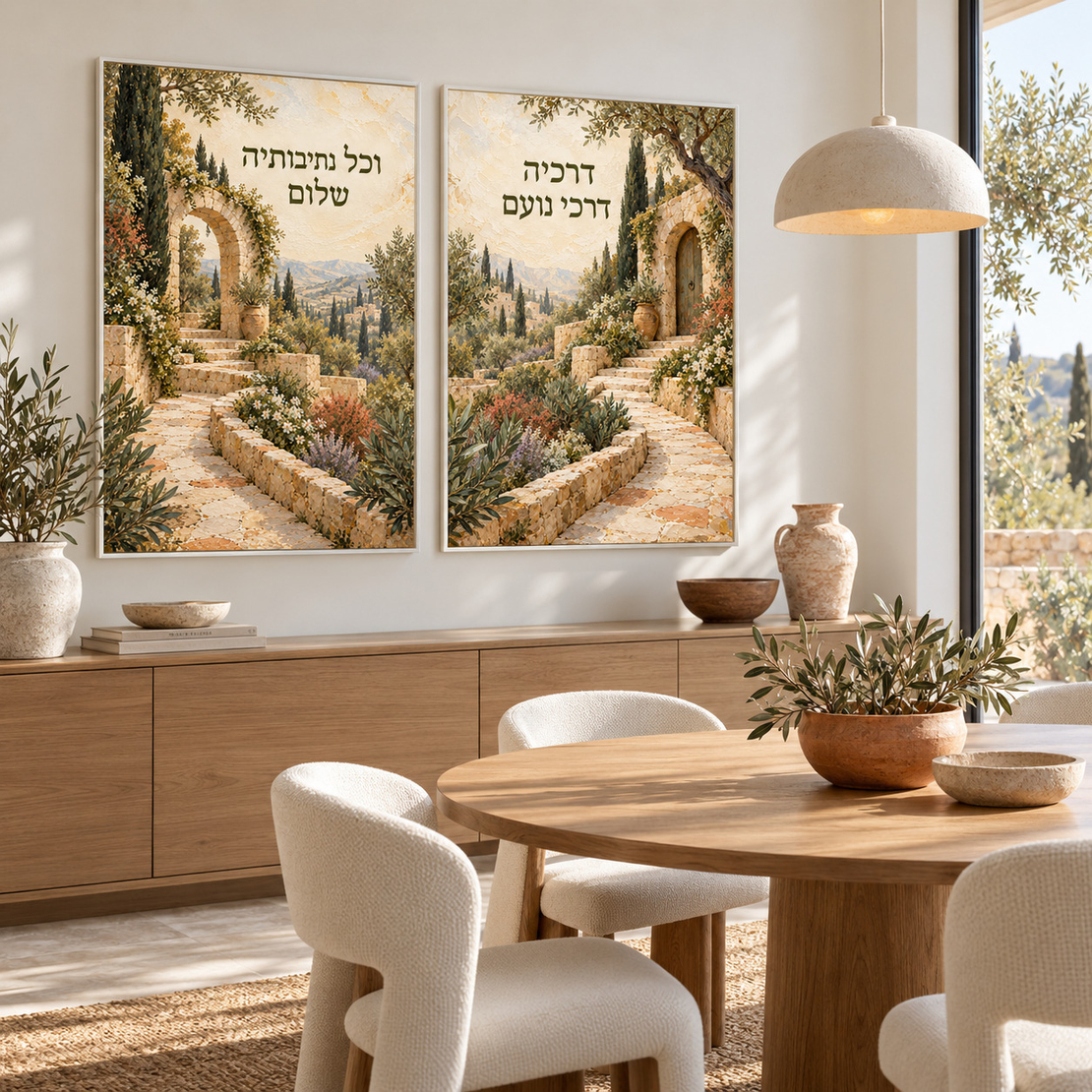זוג תמונות קנבס דרכיה דרכי נועם בנוף ארץ ישראלי | דגם RB2982