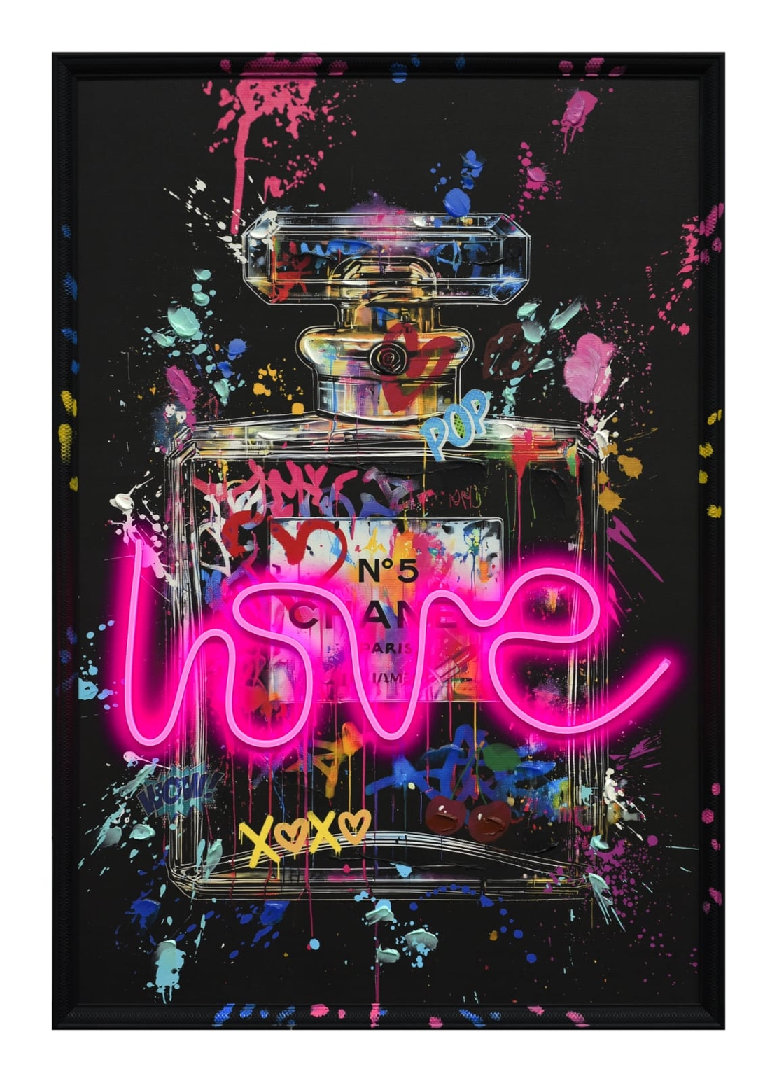 תמונת בושם גרפיטי LOVE – אמנות LED על סוללות עם שלט רחוק-מידה93*63 ס