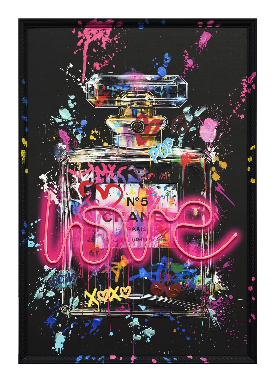 תמונת בושם גרפיטי LOVE – אמנות LED על סוללות עם שלט רחוק-מידה93*63 ס