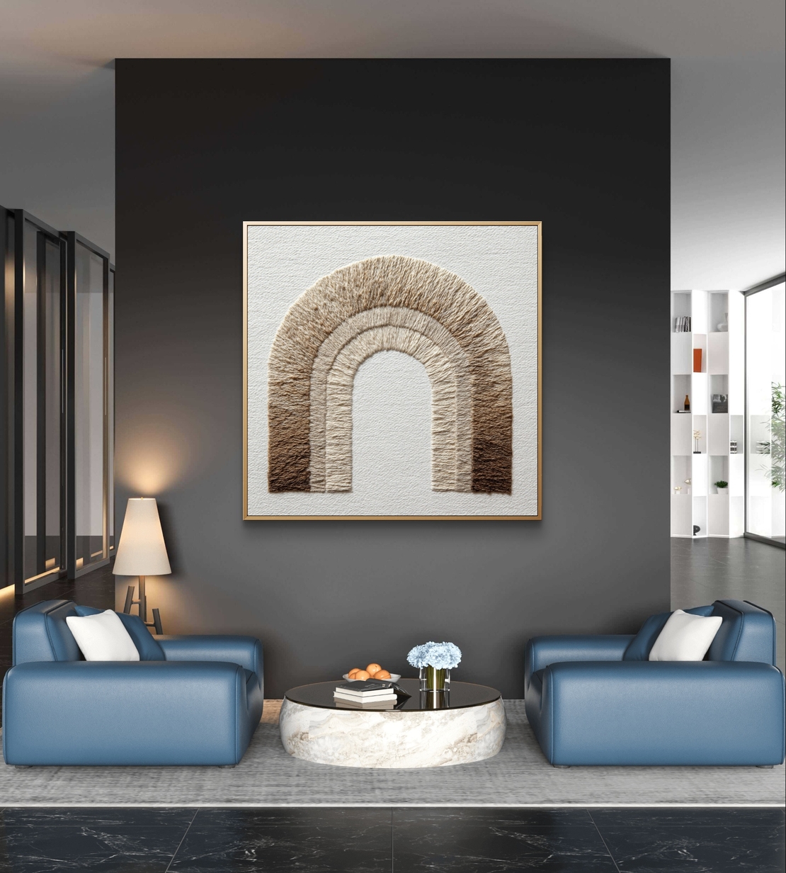 תמונת קיר בוהו ניטרלית עם קשת בגווני חום טבעי, מתאימה לסלון וחדר שינה