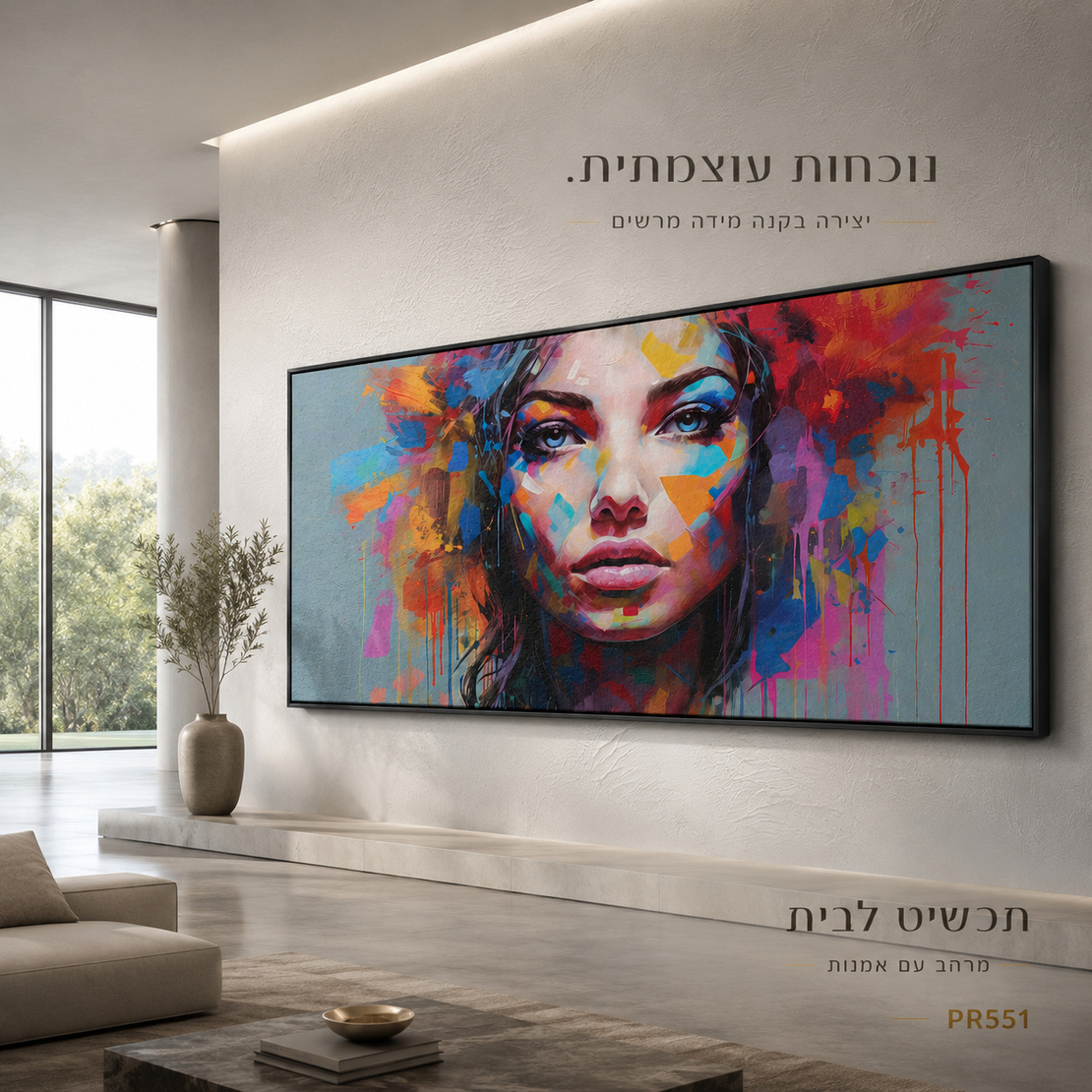 פורטרט אישה צבעוני בסגנון אקספרסיוניסטי – תמונת קנבס פרימיום לרוחב – דגם PR551