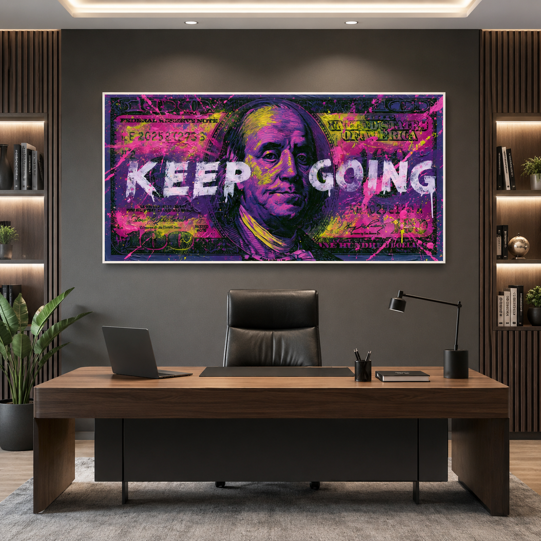 מומנטום מנצח - תמונת קנבס רחבה עם מסר Keep Going למשרד – דגם DK4581