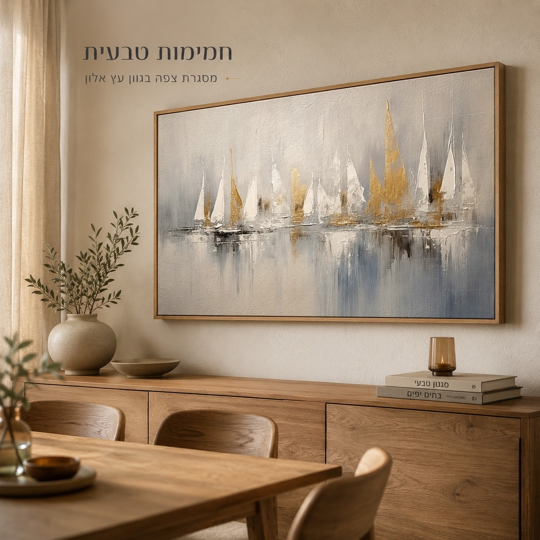 תמונת קנבס פרימיום במרקם בולט דגם מפרשי זהב רגועים PR4693