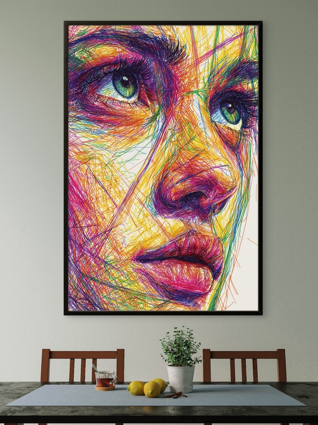 דיוקן מופשט צבעוני בקווים דינמיים על קנבס – NEXTGEN BY BAR