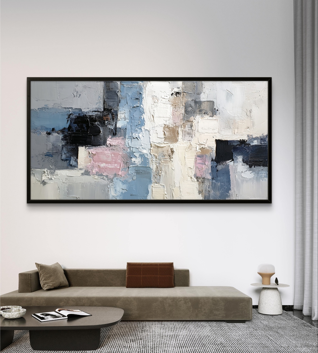 קנבס מודרני עם טקסטורות רכות ונגיעות ורדרדות