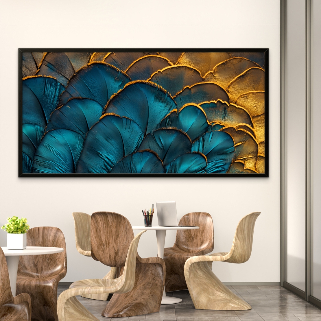 תמונת קנבס בגווני טורקיז וזהב עם טקסטורה אלגנטית ועומק חזותי – NEXTGEN BY BAR