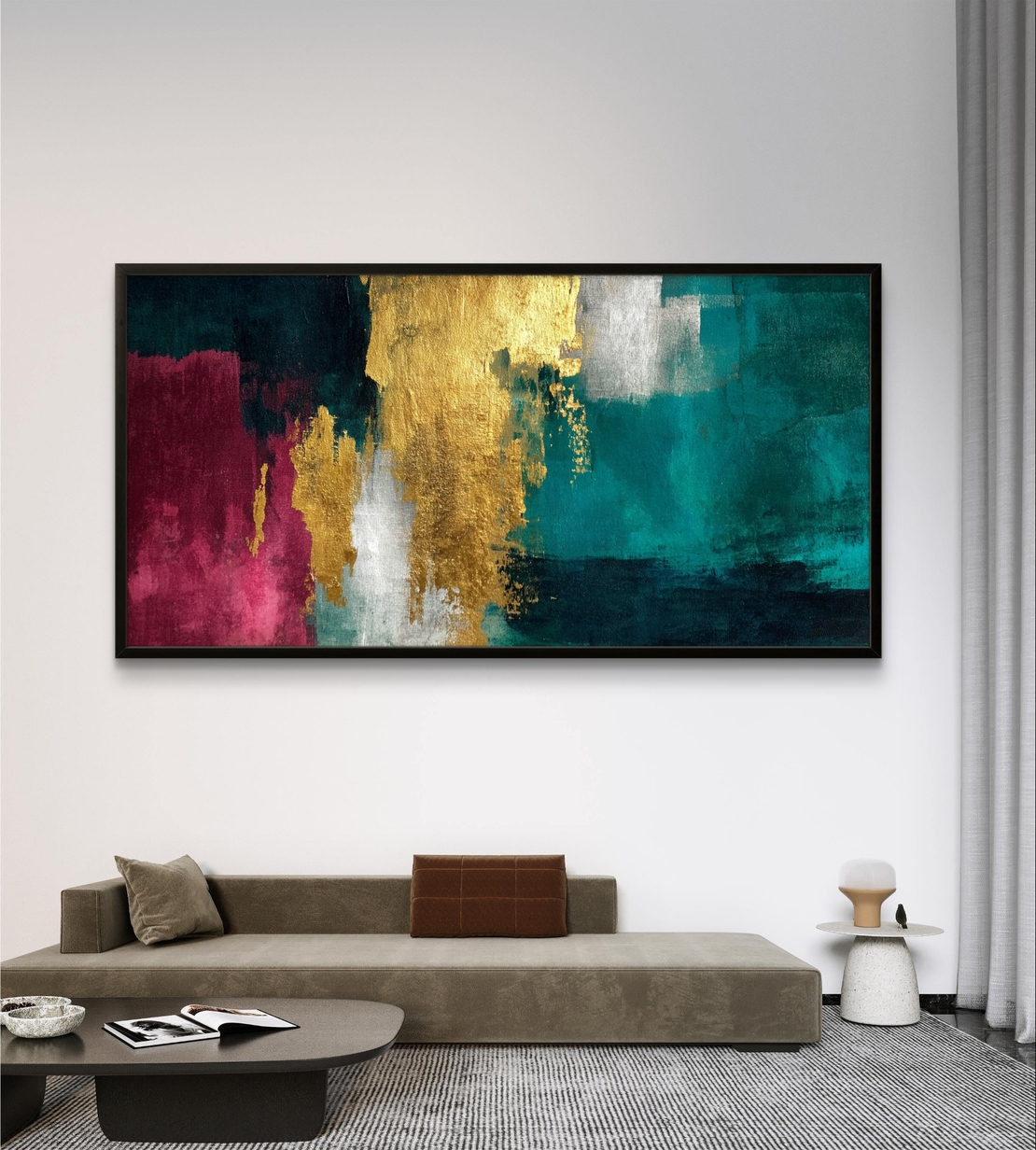 אמנות קנבס גדולה לסלון בגוונים עמוקים ומרשימים