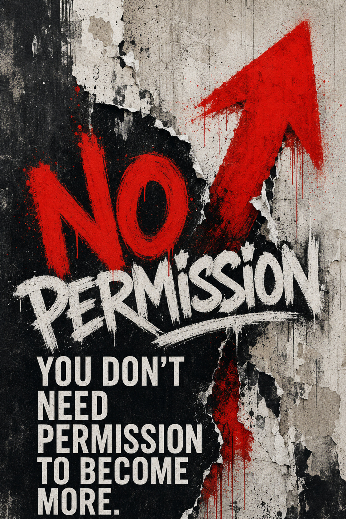 תמונת קנבס מוטיבציה גרפיטי NO PERMISSION | דגם MV102