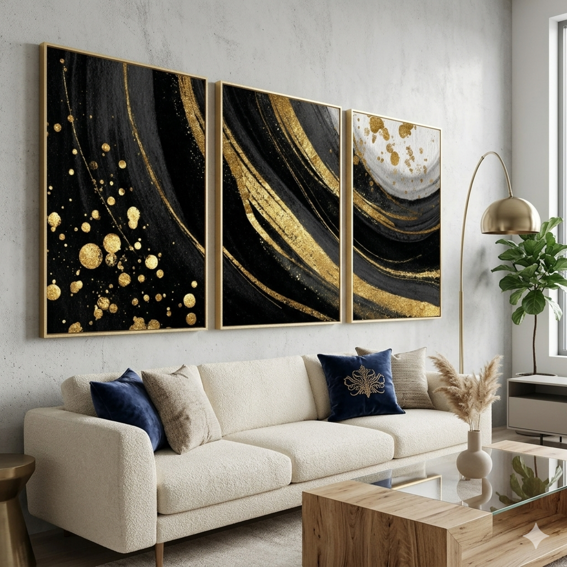 שלשת תמונות קנבס לסלון/פינת אוכל 