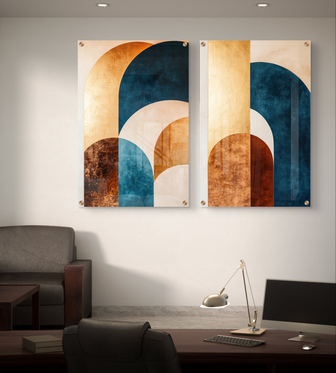 זוג תמונות זכוכית לסלון / חדר שינה 