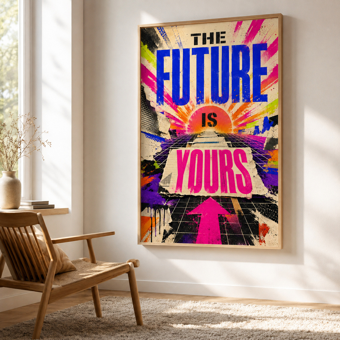 תמונת קנבס השראה THE FUTURE IS YOURS בעיצוב רטרו | דגם MT398