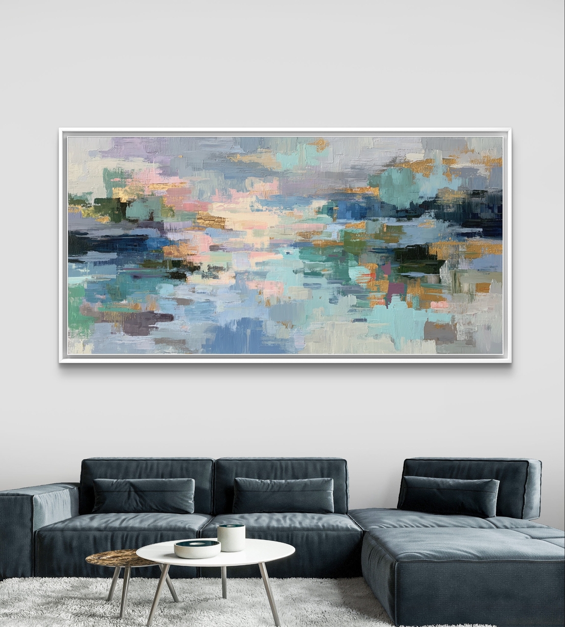 תמונת קנבס אבסטרקט פסטלי בגווני תכלת ומנטה – קנבס מודרני לסלון דגם CC4562