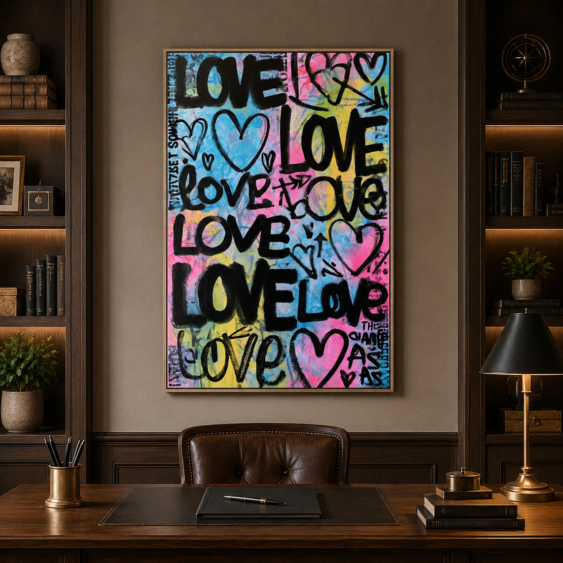 אהבה צבעונית – תמונת קנבס LOVE בסגנון גרפיטי פופ ארט | LV1011